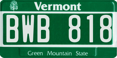 VT license plate BWB818