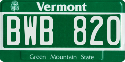 VT license plate BWB820