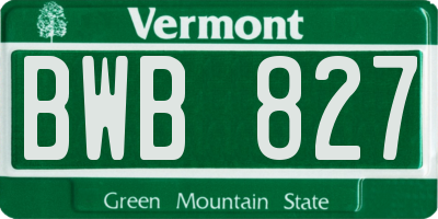 VT license plate BWB827