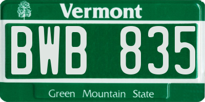 VT license plate BWB835