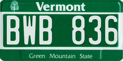 VT license plate BWB836