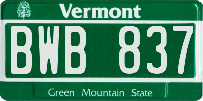 VT license plate BWB837