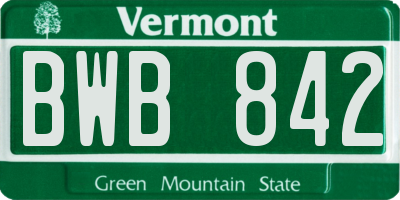 VT license plate BWB842