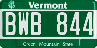 VT license plate BWB844