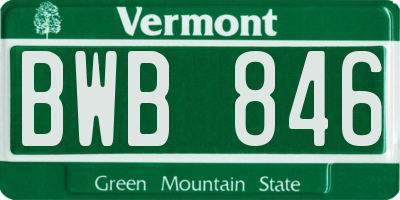 VT license plate BWB846