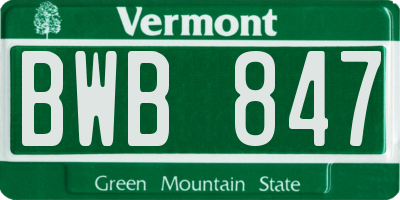 VT license plate BWB847