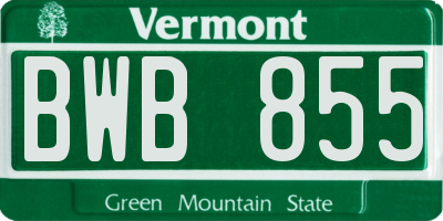 VT license plate BWB855