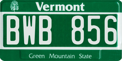 VT license plate BWB856