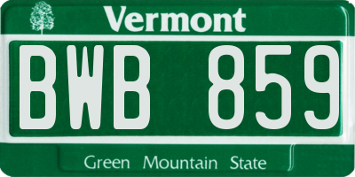 VT license plate BWB859