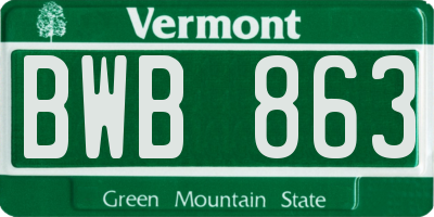 VT license plate BWB863