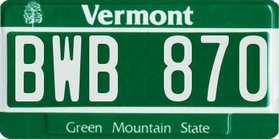 VT license plate BWB870