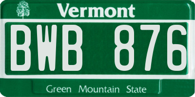 VT license plate BWB876