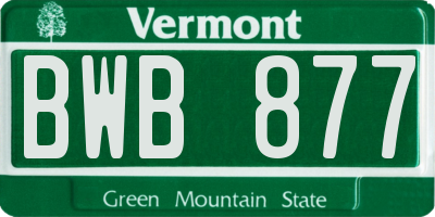 VT license plate BWB877