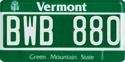 VT license plate BWB880