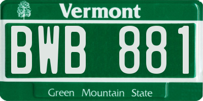 VT license plate BWB881