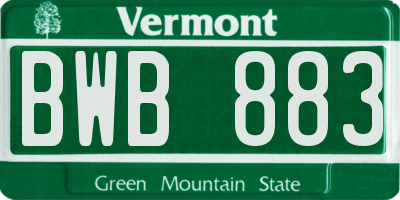 VT license plate BWB883