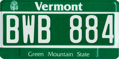 VT license plate BWB884