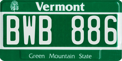 VT license plate BWB886