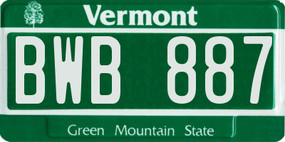 VT license plate BWB887