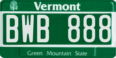 VT license plate BWB888