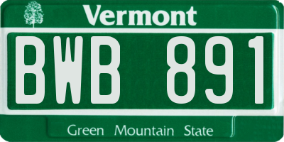 VT license plate BWB891