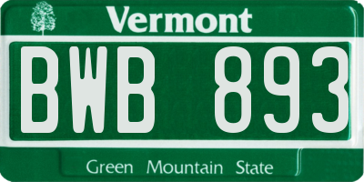 VT license plate BWB893