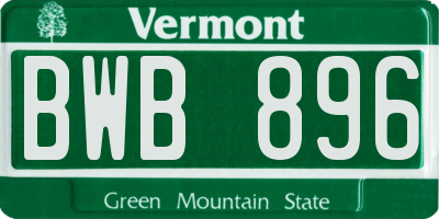VT license plate BWB896