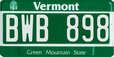 VT license plate BWB898