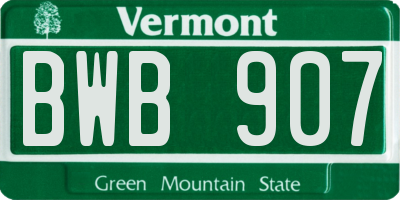 VT license plate BWB907