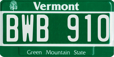 VT license plate BWB910