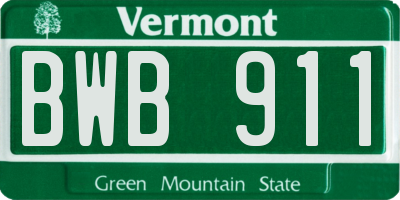 VT license plate BWB911