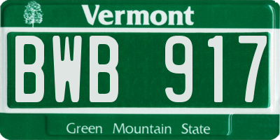 VT license plate BWB917