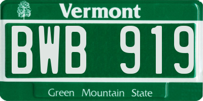 VT license plate BWB919