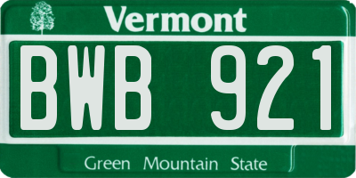 VT license plate BWB921