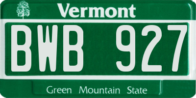 VT license plate BWB927