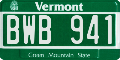 VT license plate BWB941