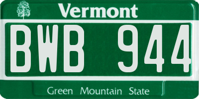 VT license plate BWB944