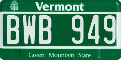 VT license plate BWB949