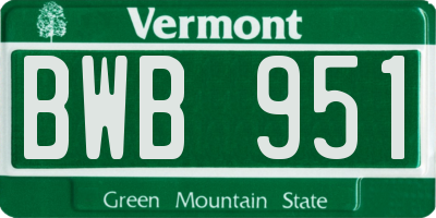 VT license plate BWB951
