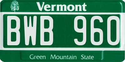 VT license plate BWB960