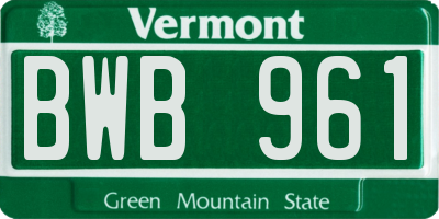 VT license plate BWB961