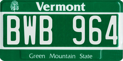 VT license plate BWB964