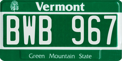 VT license plate BWB967