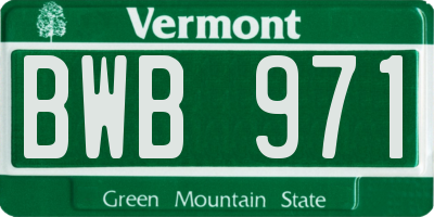 VT license plate BWB971