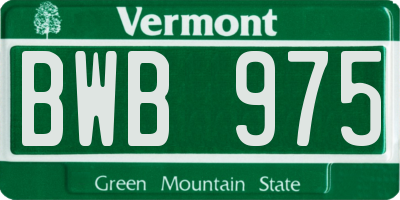 VT license plate BWB975