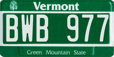 VT license plate BWB977