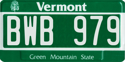 VT license plate BWB979