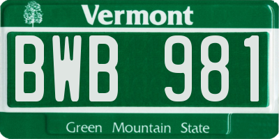 VT license plate BWB981