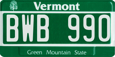 VT license plate BWB990