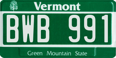 VT license plate BWB991